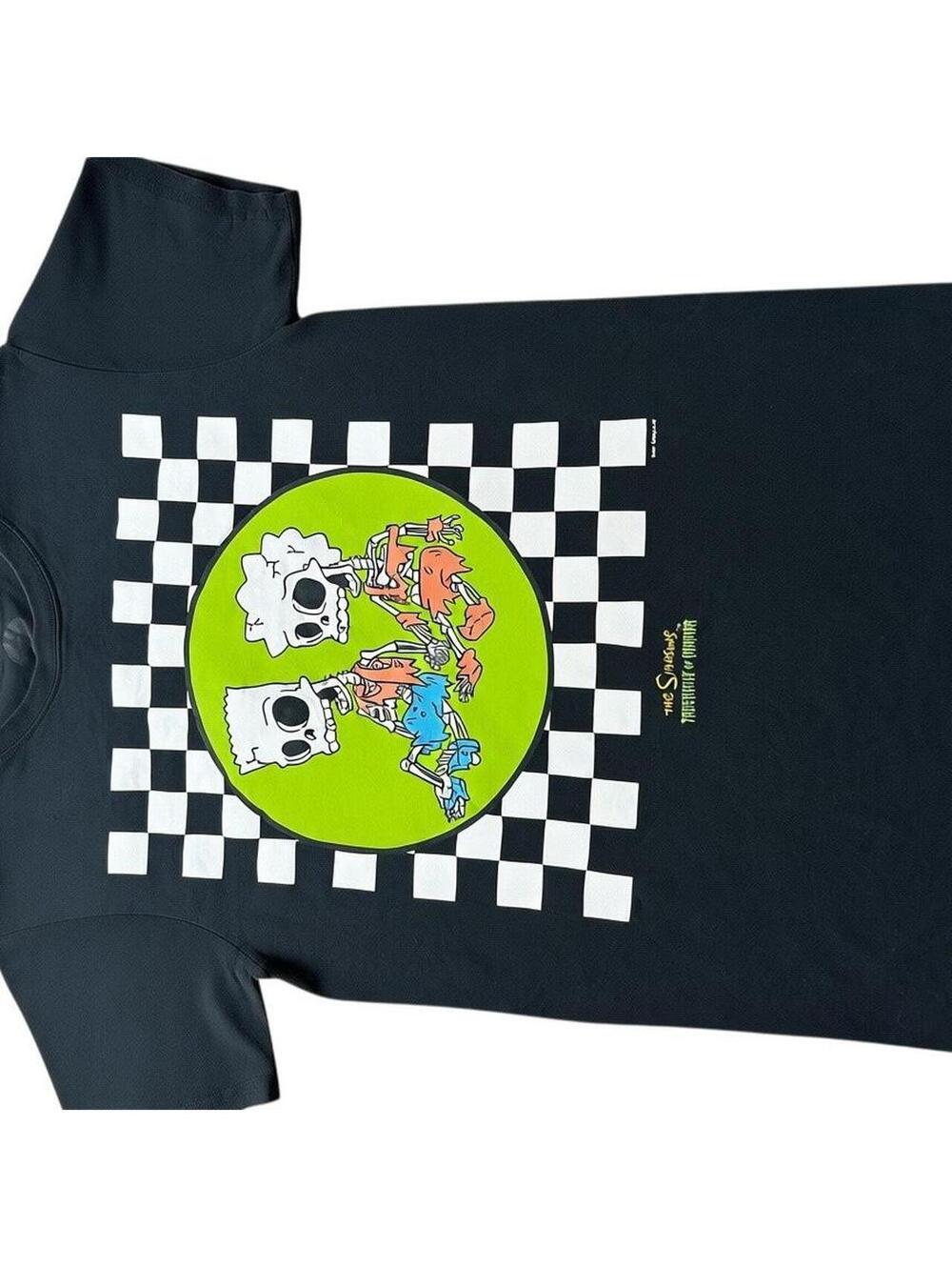 The Simpsons Skeleton Bart Graphic Tee Black Y2K Grunge Streetwear